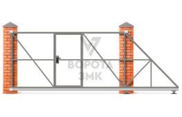 Откатные ворота с калиткой 4,5 метра 4500×2400 ЗМК-7921