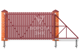 Откатные ворота 2800×2000 из штакетника ЗМК-7746