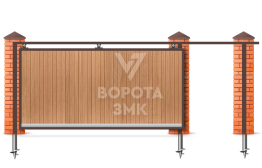 Откатные ворота 2200×3500 под ключ на сваях ЗМК-7590